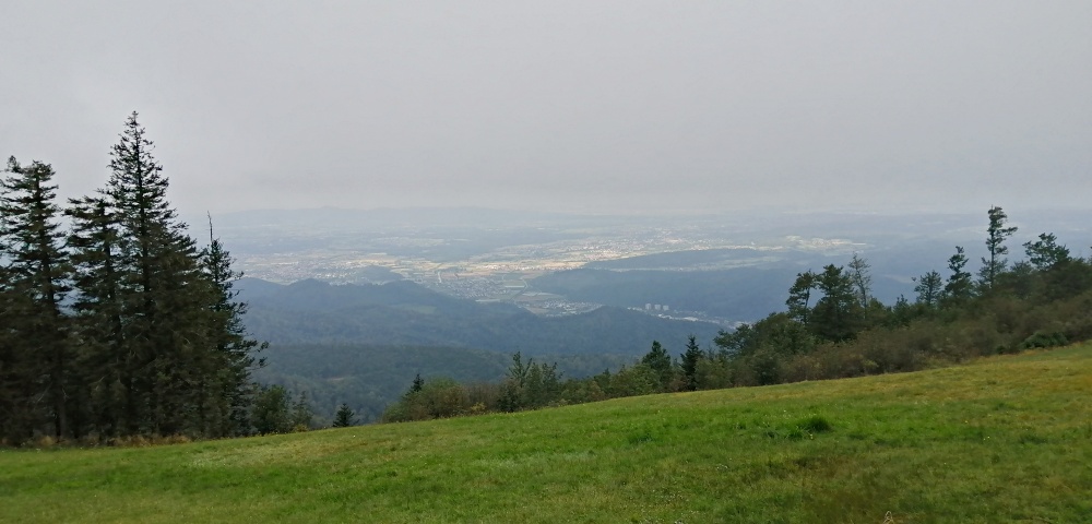 Ein trüber Blick vom Kandel in Richtung Freiburg