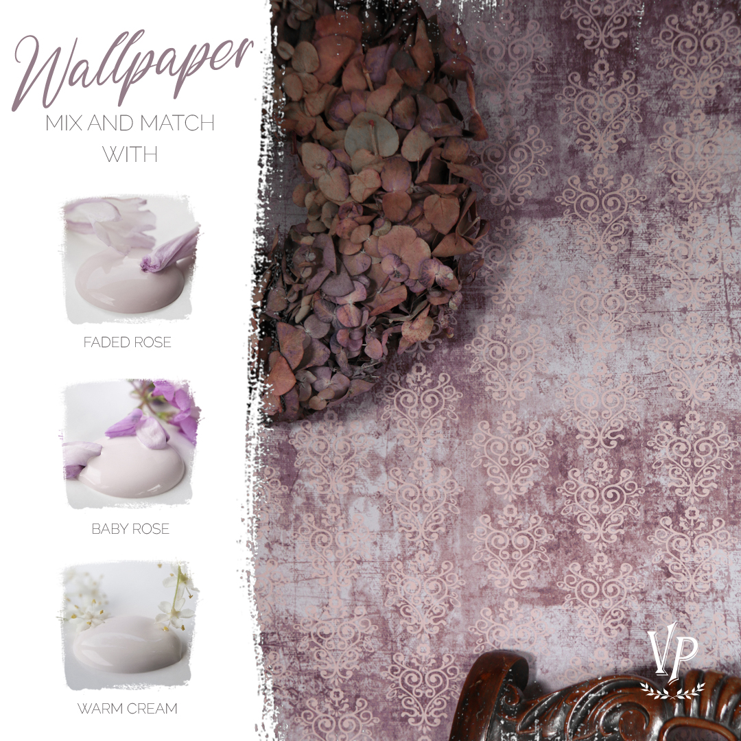 Vintage Paint Wallpaper Faded Rose Elements