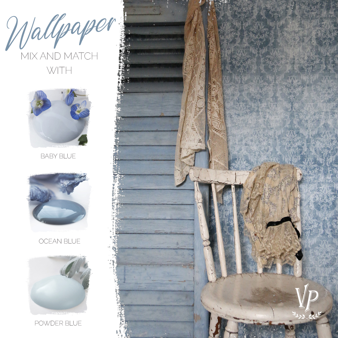 Vintage Paint Wallpaper Blue Faded Pattern