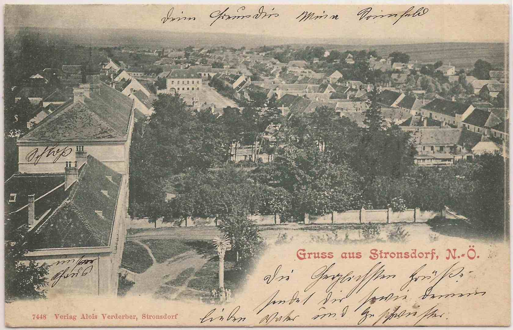 Stronsdorf 1900 Blick vom Kirchturm gegen Norden, Ortsansicht