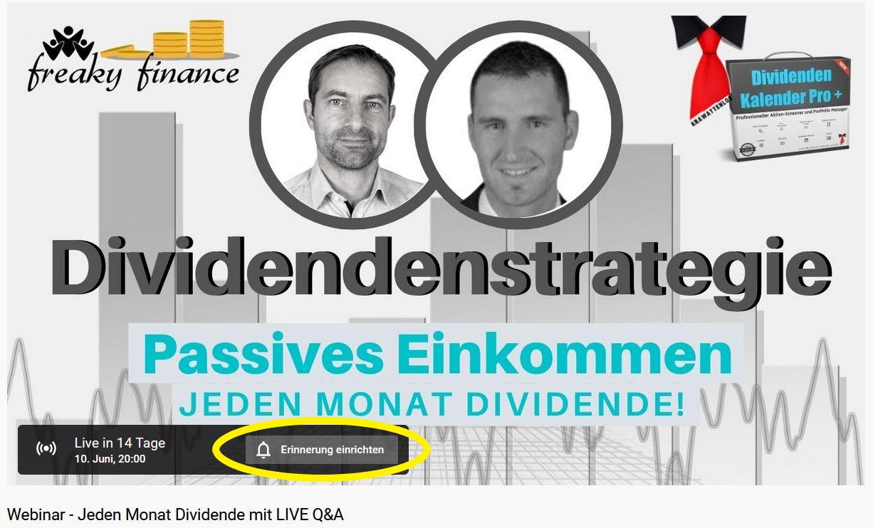 Einladung zum Webinar - Jeden Monat Dividende mit LIVE Q&A