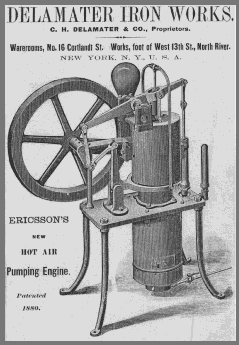 Delamater Hot air engine - Stantionnary Engine - Rider-Ericsson_Engine_Company - Rider-Ericsson Engine Company