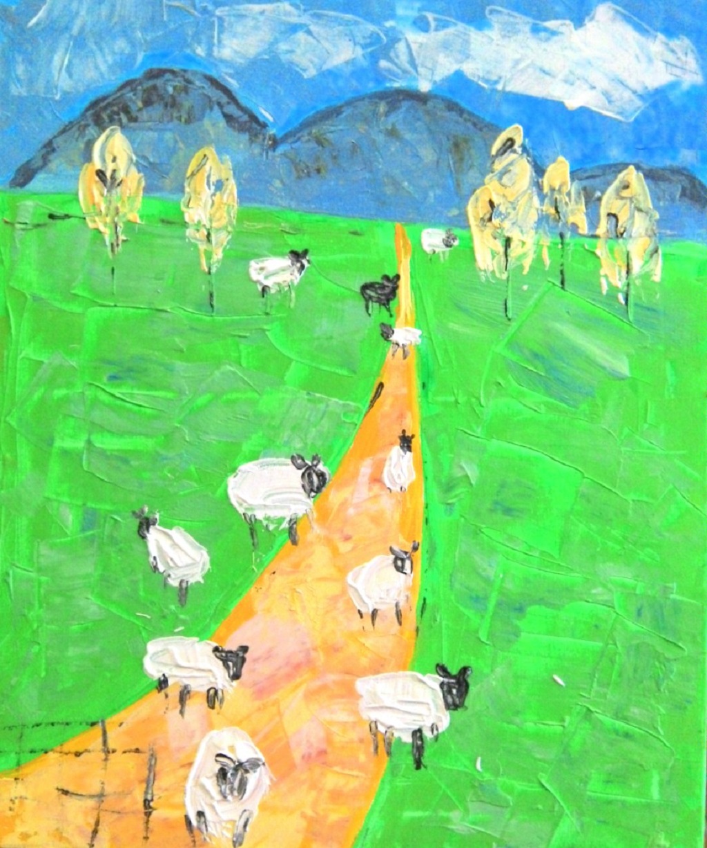 Landschaft mit Schafen