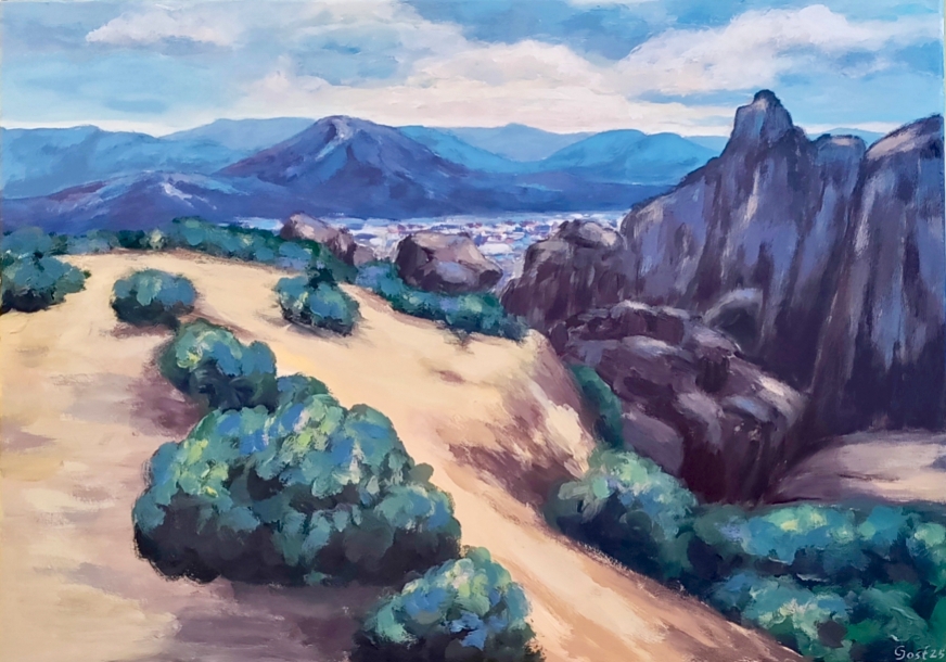 Felslandschaft Meteora Acryl auf Leinwand 