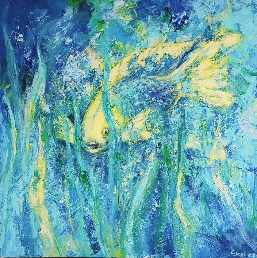 Südsee Fisch Acrylspachtel 100x 100 cm, Preis auf Anfrage 