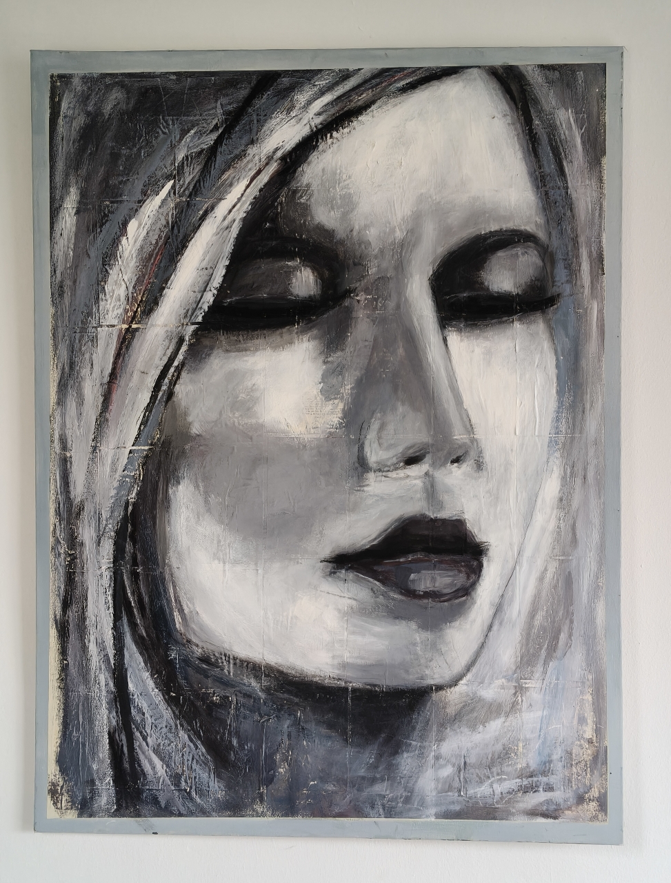 Der Augenblick 120x80 cm Acryl Collage auf Leinwand. Preis auf Anfrage.