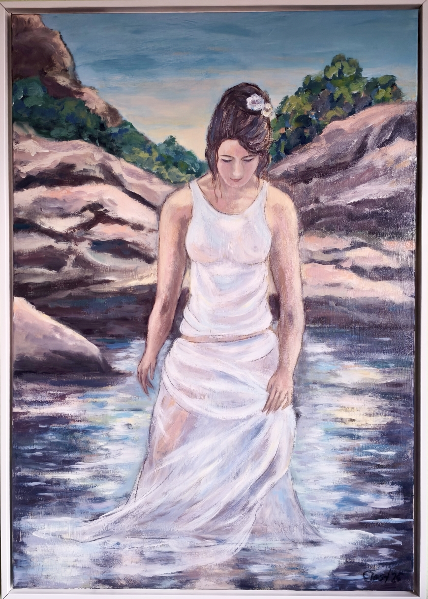 Das Spiegelbild im Wasser, Acryl auf Leinwand, 100 x 70 cm mit Rahmen. Preis auf Anfrage!