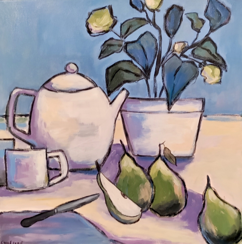 Birnenzeit, Acryl auf Leinwand 80x80 cm