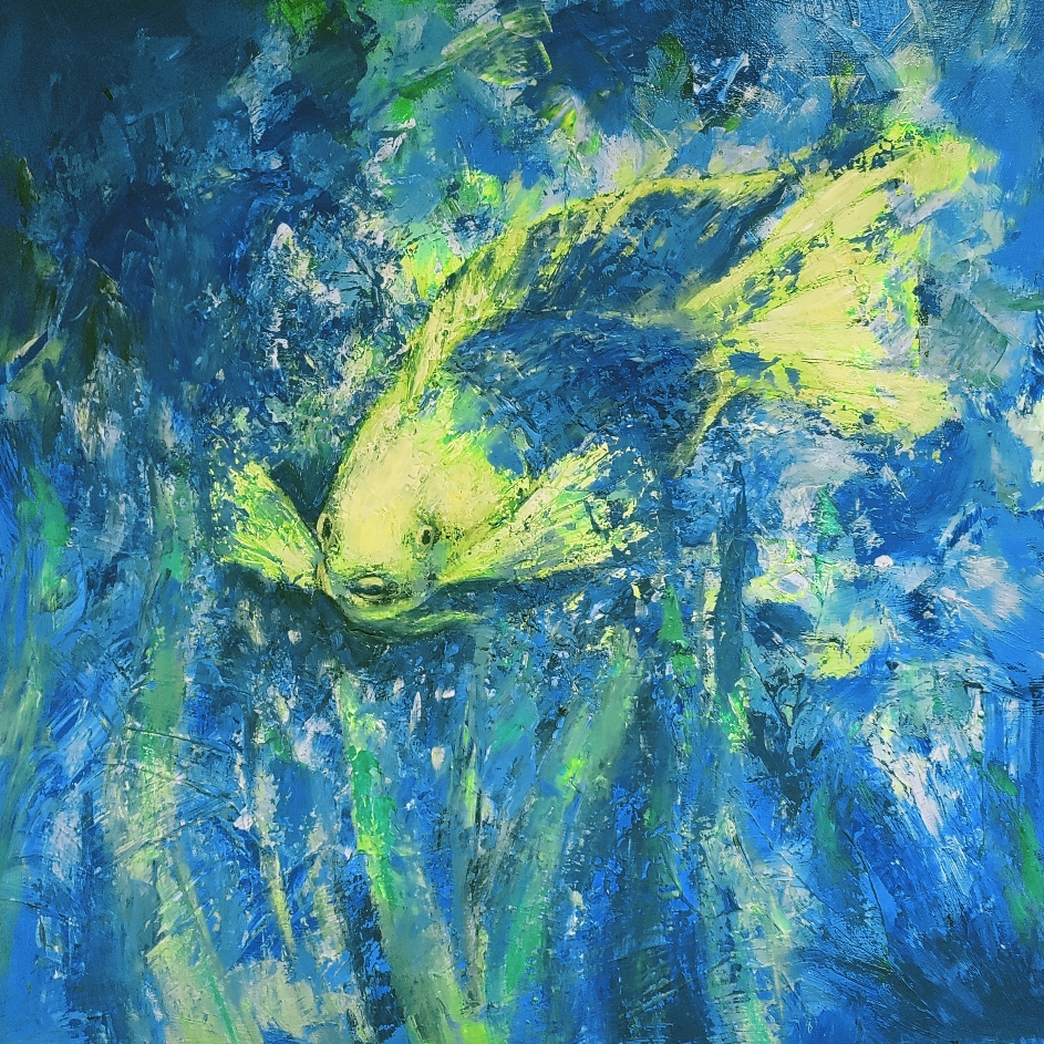 Südsee Fisch, Preis auf Anfrage, 80 x 80 cm, Acryl Spachtel