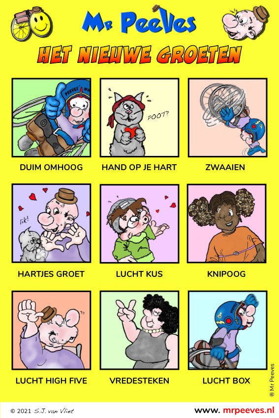Het Nieuwe Groeten Schema uit de jeugdstrip Mr Peeves.