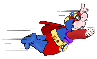 Mr Peeves is hier SuperPeeves, de held van alle kinderen met een beperking.
