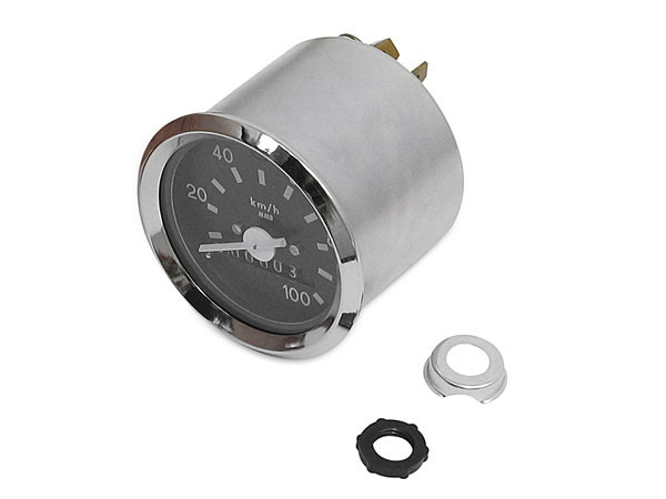 Tacho schwarz / Chromring für Mofa und Moped 60km/h Durchmesser 48mm  Tachometer