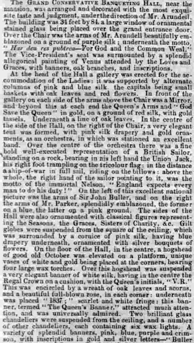 Extract from description of the 1837 Fete in Exeter & Plymouth Gazette, 23/9/1837.