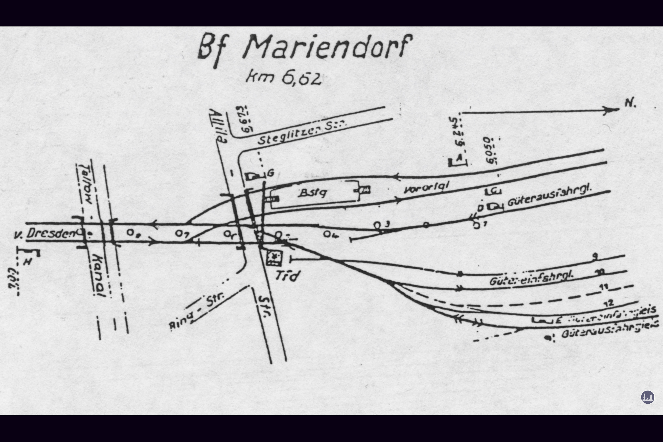 Berlin - Tempelhof. Stellwerk Tfd Attilastraße. Schematischer Gleisplan.