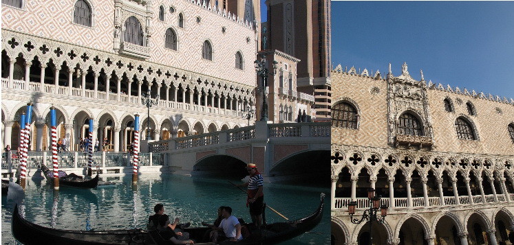 Весьма небрежный коллаж - справа Венеция, слева - Вегас. Похоже!