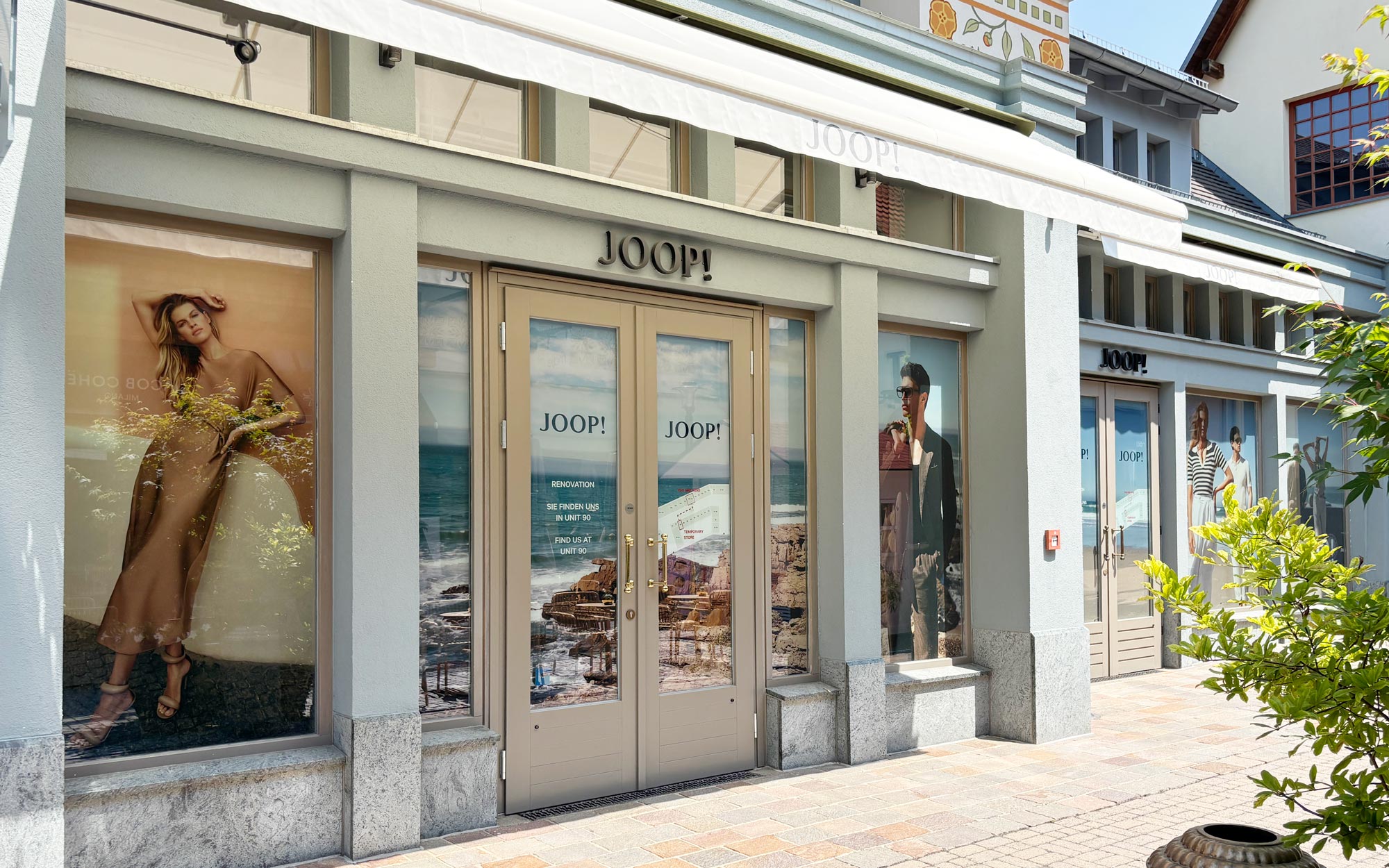Schaufensterfolierung für Umbauarbeiten | JOOP! Store Wertheim Village
