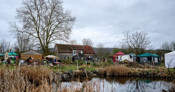 Blick auf das Haus an den Salzwiesen und einen Teil des Geländes des NABU Ortenberg. (Foto: Axel Gaube)