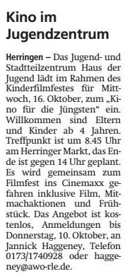 WA 05.10.19 - Kino im Jugendzentrum