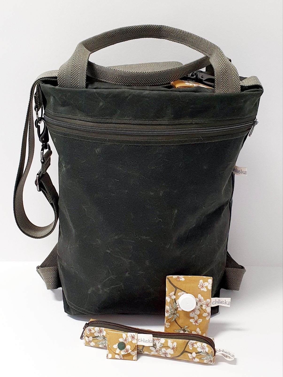 3in1 Bag Oilskin khaki, Kaugummietui, 