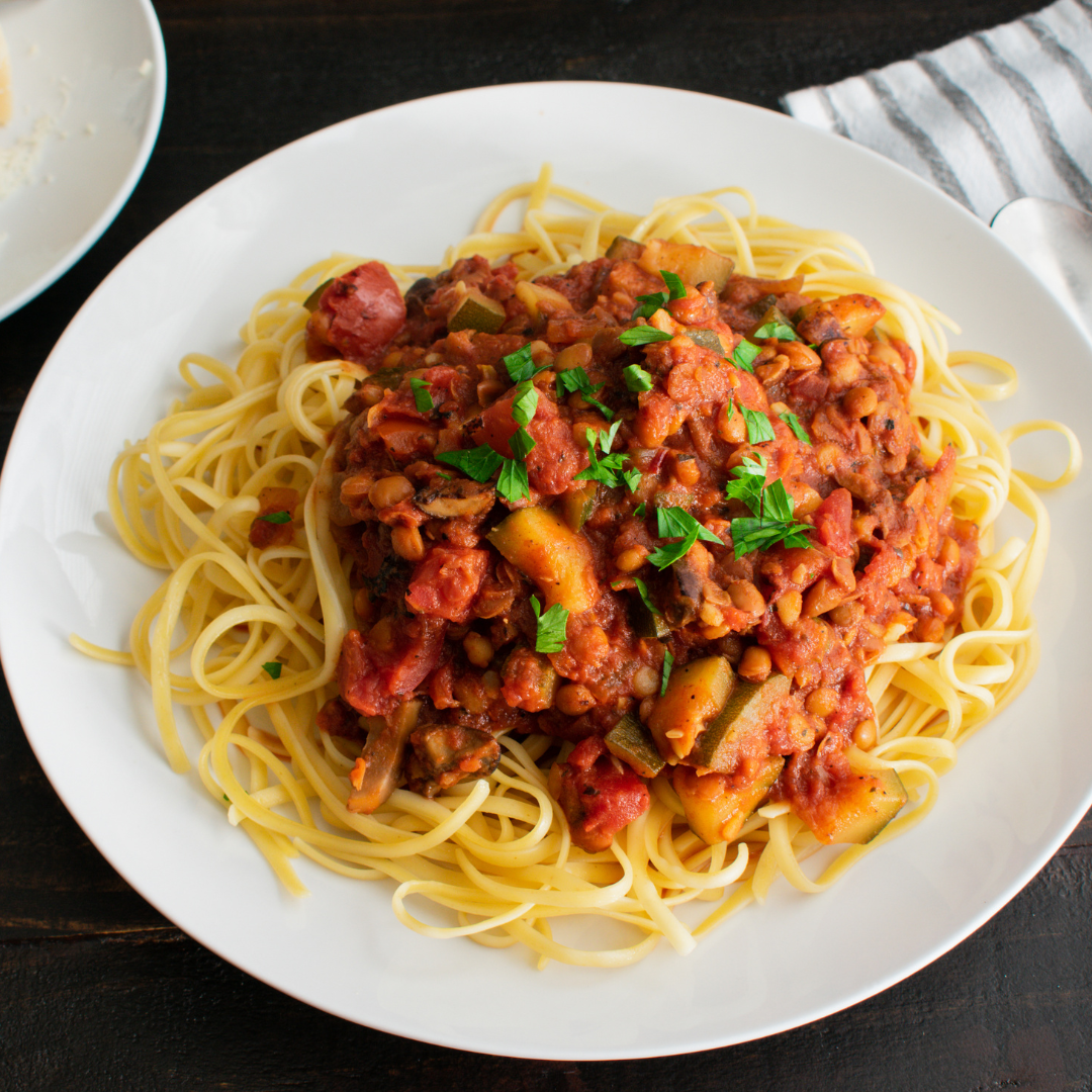 Spaghetti mit Linsen-Bolognese