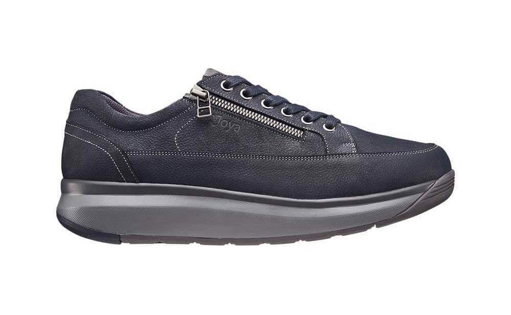 Joya Bruno Dark Blue: Gewalkter Nubukleder Schnürschuh mit Reißverschluss und atmungsaktivem Mesh-Futter, Herrenschuhe, 199,95