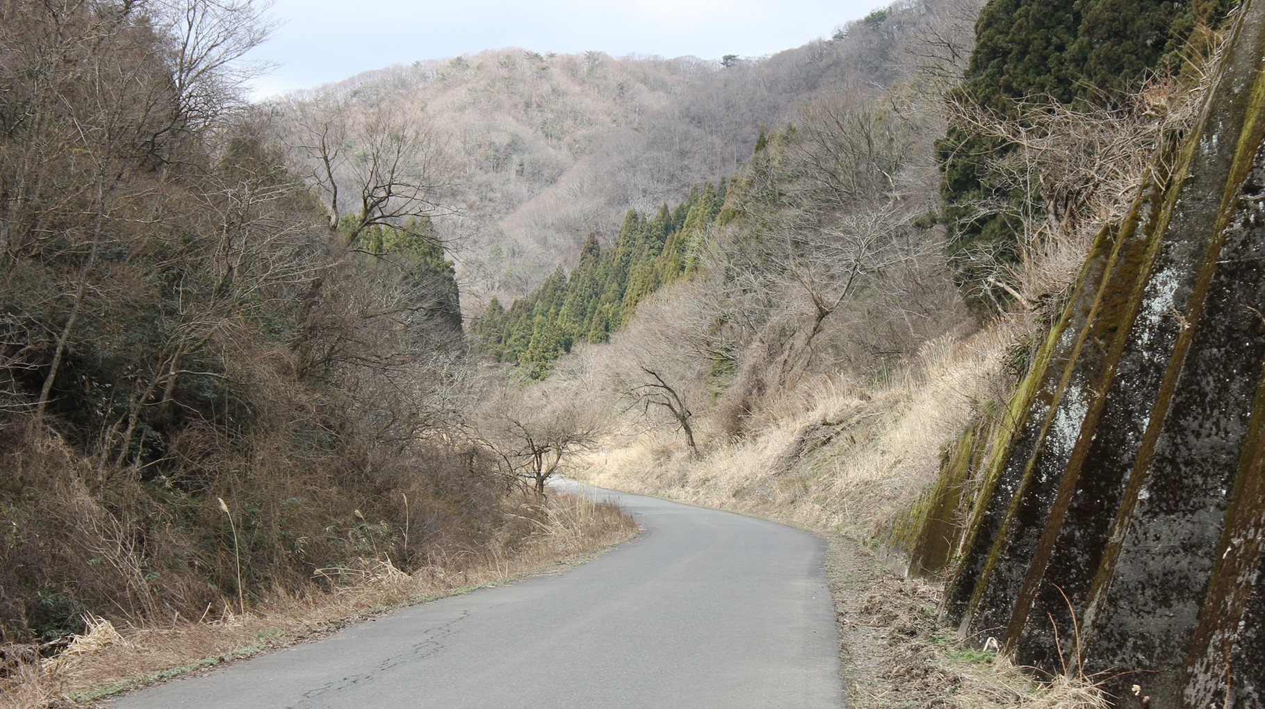 ロックシェッドを過ぎると山中信号所。右上部は待避線。