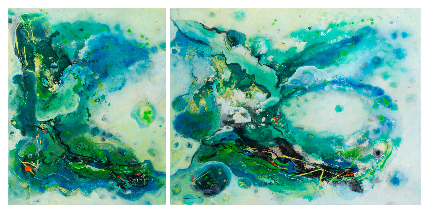 "COSMIC SEA"  diptych  (30x24/30x36-30x60 oa)  Exclusively at Wertheim Contemporary (808) 573-5972 