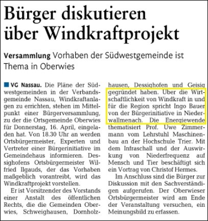 Rhein-Lahn-Zeitung v. 14.04.2015