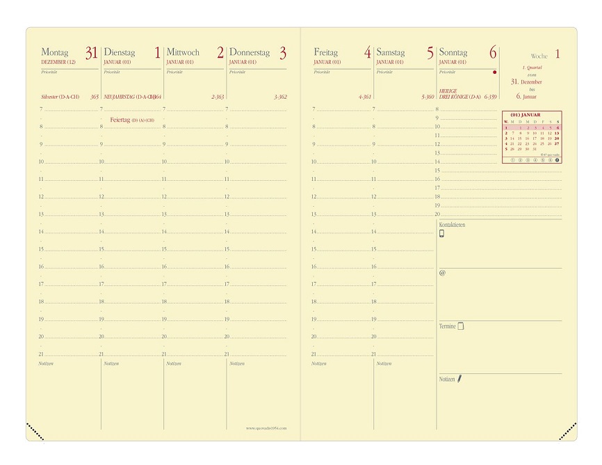 Quo Vadis Kalender 2025 Geschäftbus Prestige 10x15cm Papilando