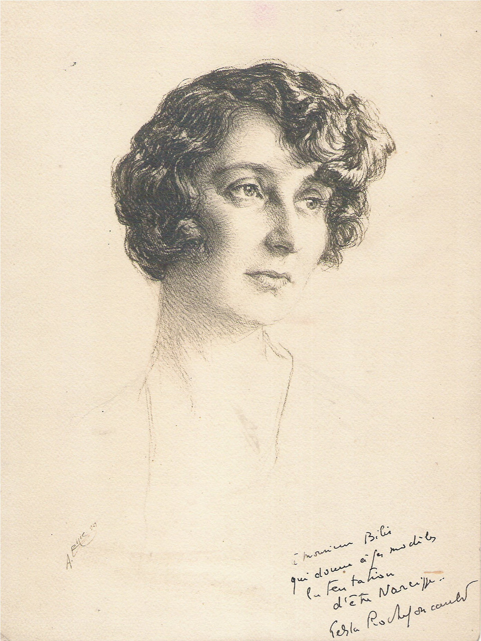 Duchesse de la Rochefoucault    1929  fusain André Aaron Bilis