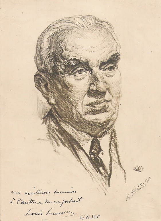 Louis Lumiere  1932 fusain André Aaron Bilis