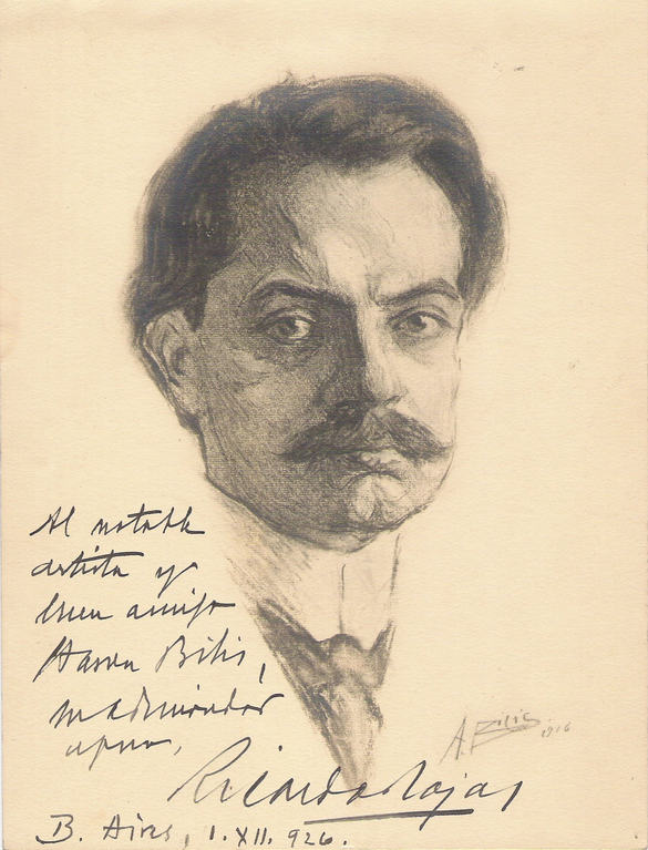 Ricardo Rojas , écrivain 1916 fusain André Aaron Bilis