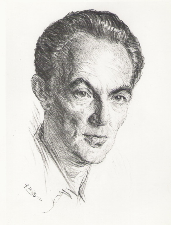 François Jacob  professeur de médecine, prix Nobel 1970 fusain André Aaron Bilis