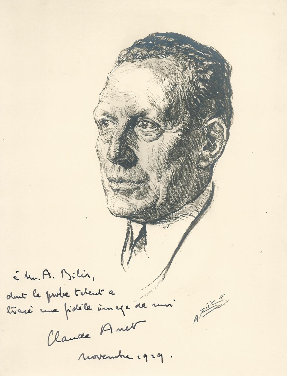 Anet Claude  1929  fusain André Aaron Bilis