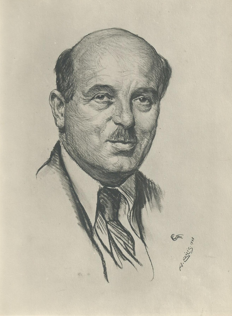 Prenant professeur 1948 fusain André Aaron Bilis