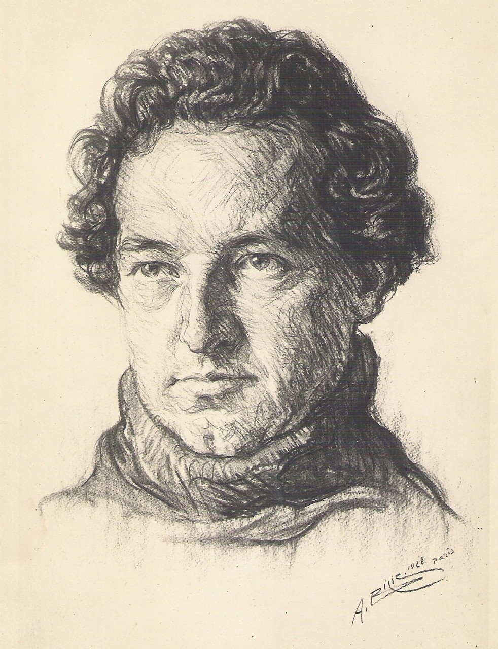 Arthur Honegger  1928  fusain André Aaron Bilis