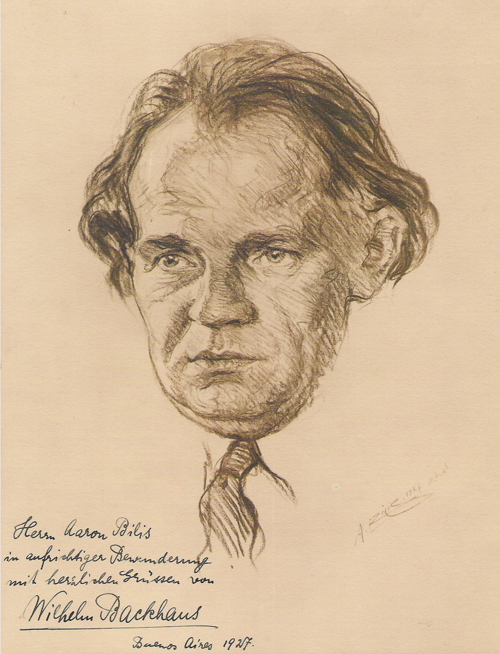 Wilhem Backhaus   1927  fusain André Aaron Bilis