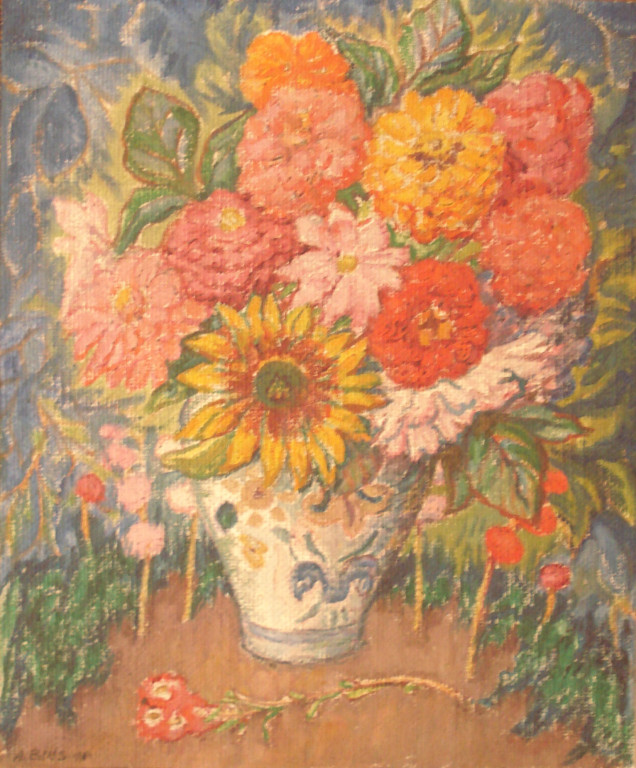 Vase de fleurs 1934 45x36 huile sur carton 45x36 André Aaron Bilis