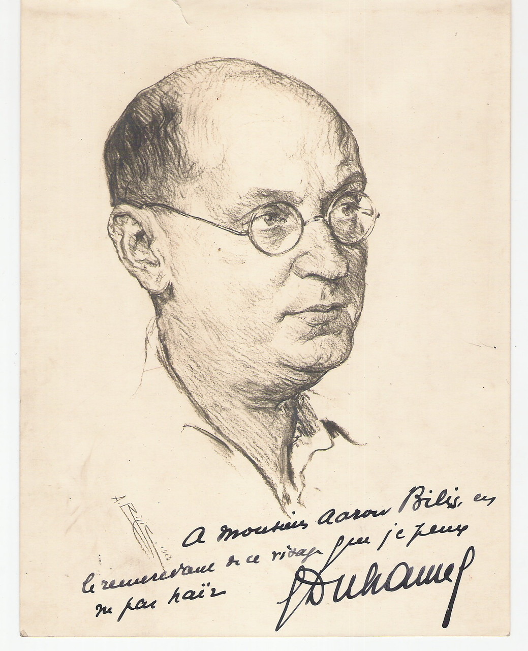 Georges Duhamel  1928  fusain André Aaron Bilis