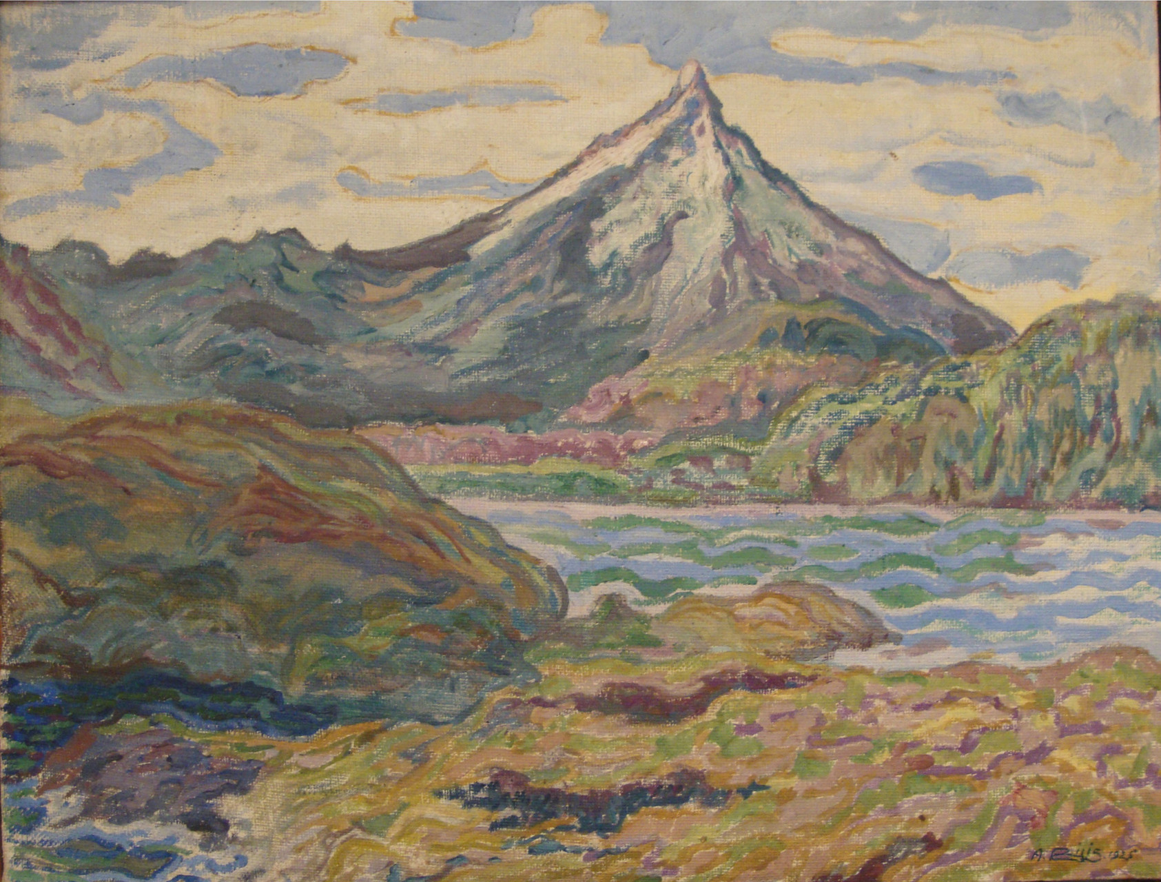 Volcan 2 Amérique de Sud - 1925 45x59 huile sur toile André Aaron Blils