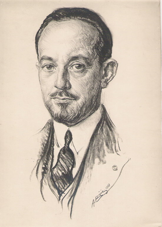 Roussy Gustave, professeur de médecine 1933 fusain André Aaron Bilis