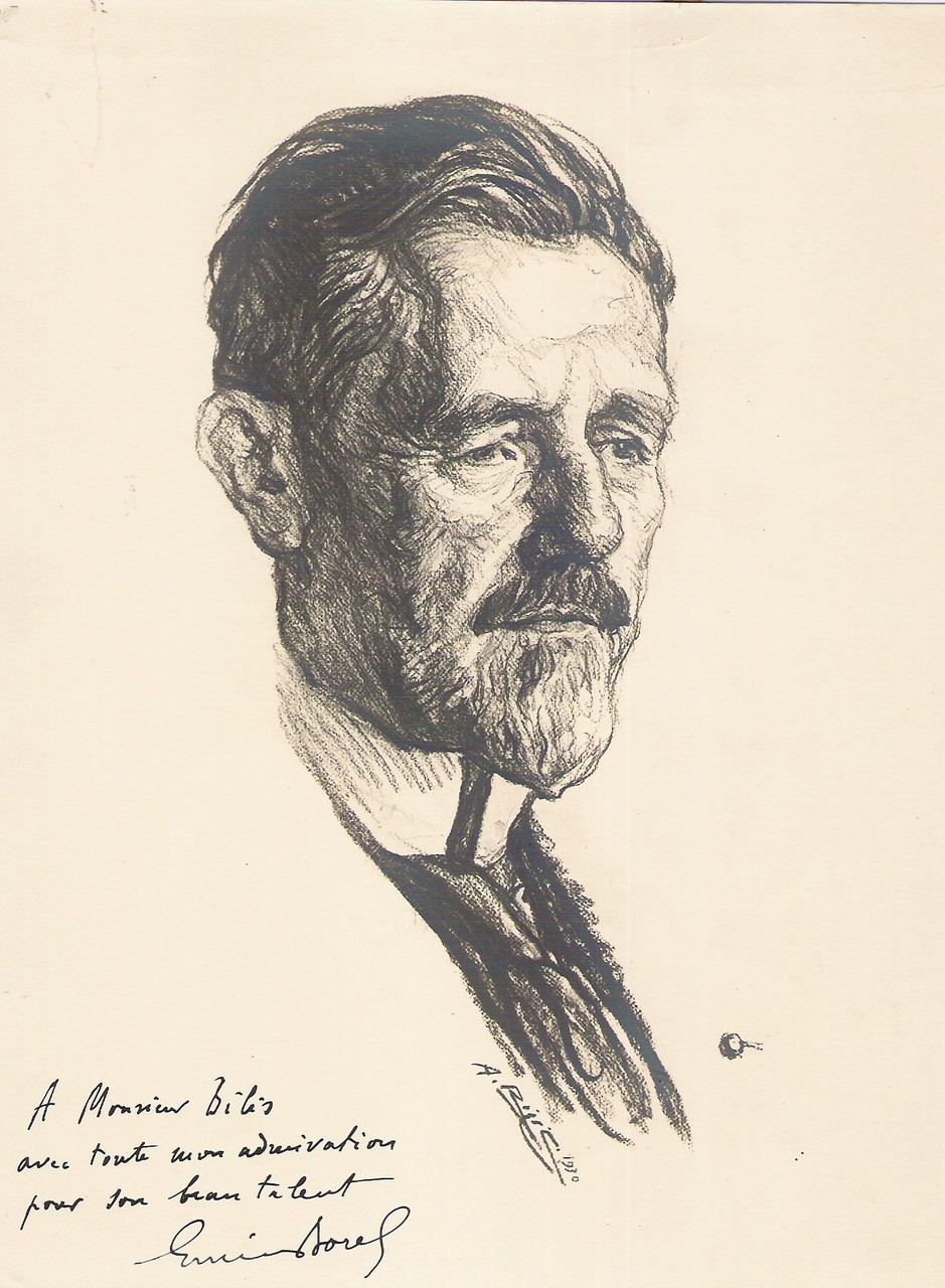 Emile Borel  professeur  1930 fusain André Aaron Bilis
