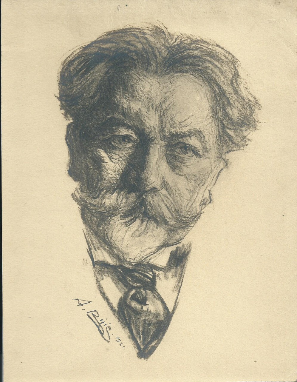 Arthur Nikich  chef d'orchestre 1921  fusain André Aaron Bilis