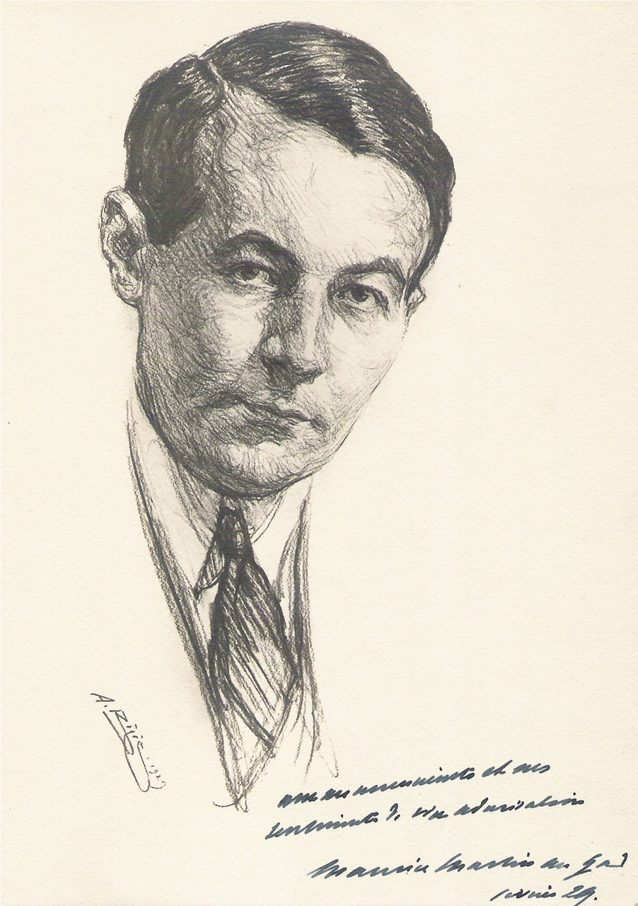 Maurice Martin du Gard  1929  fusain André Aaron Bilis