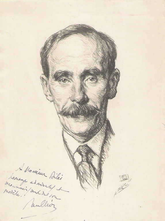 Leon Paul, directeur des beaux arts 1931 fusain André Aaron Bilis