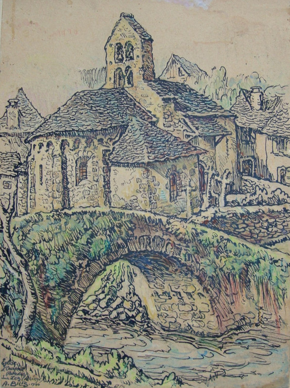 Eglise d'Ourjout Ariège 1940 André Aaron Bilis