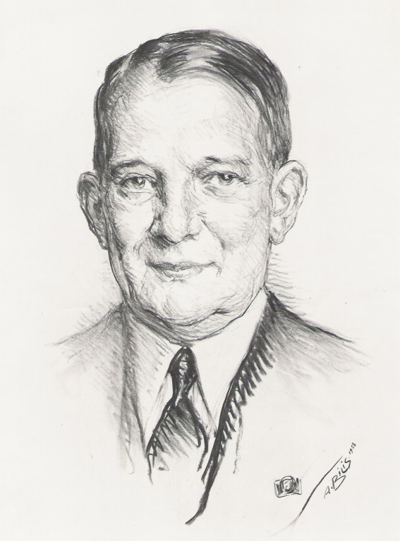 René Coty président 1958 fusain André Aaron Bilis