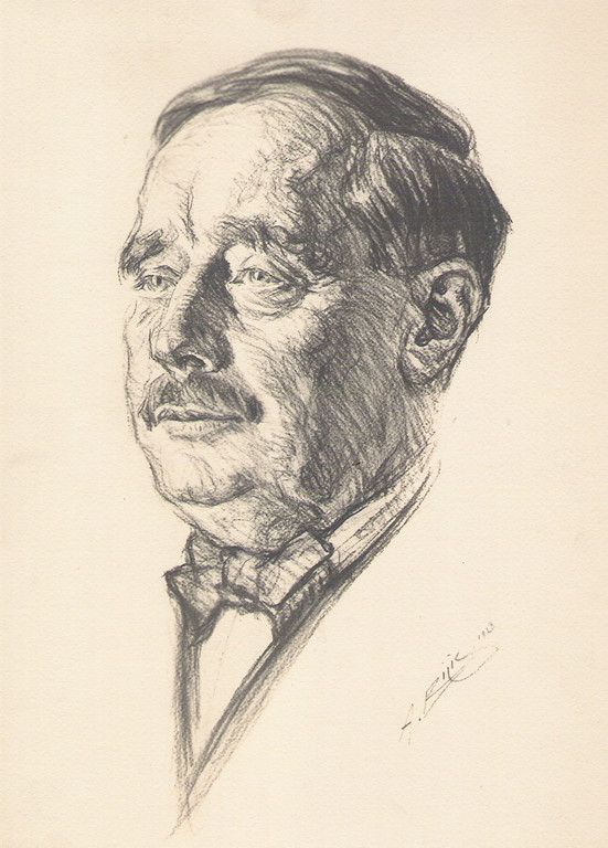 H.G. Wells 1928 fusain André Aaron Bilis