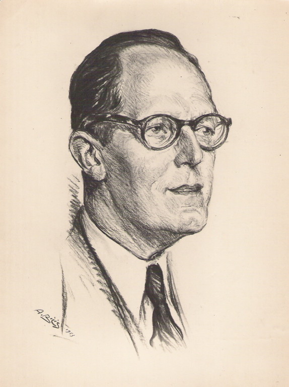 Maurice Schuman  1953 fusain André Aaron Bilis