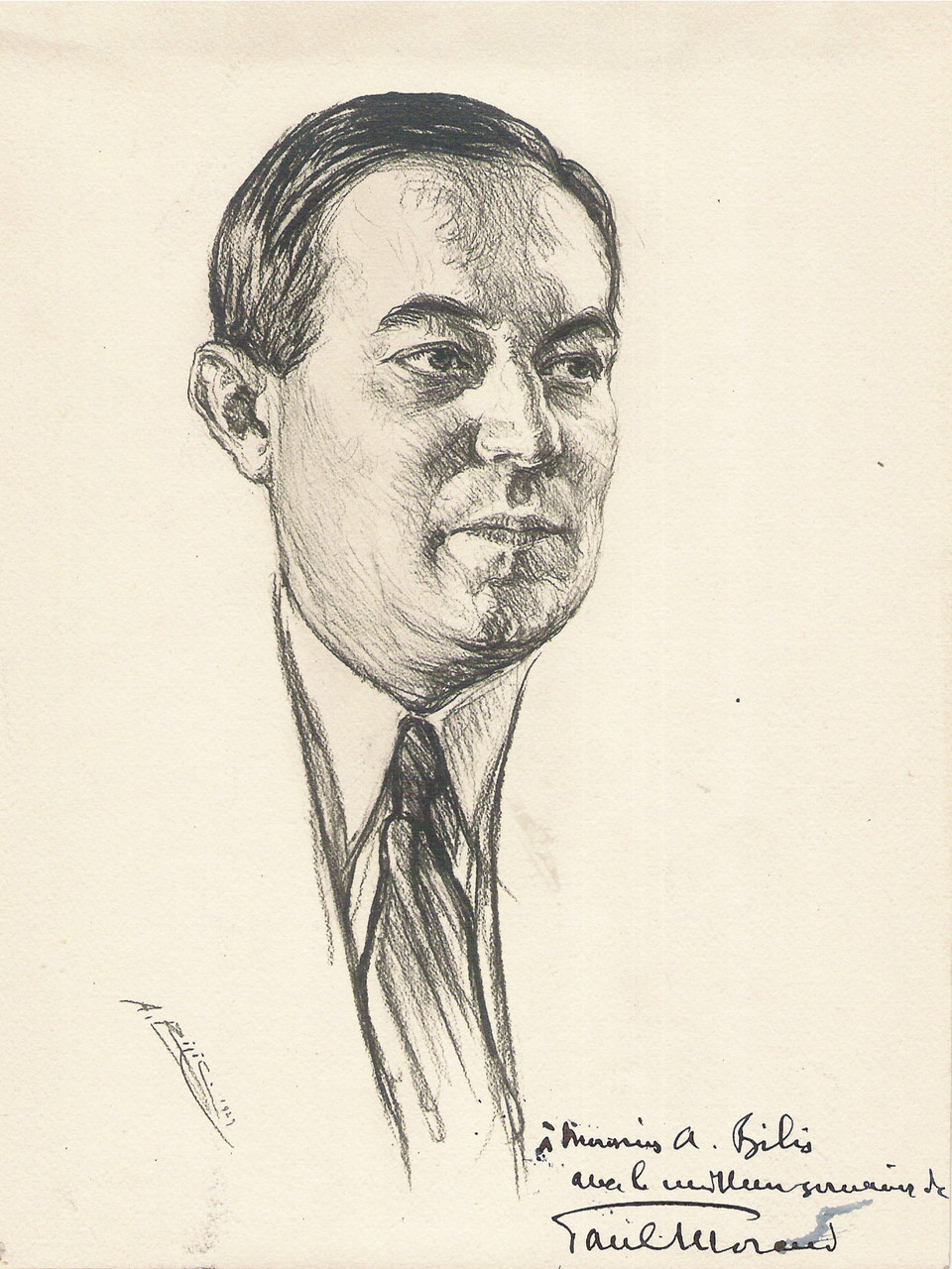  Paul Morand  1929  fusain André Aaron Bilis